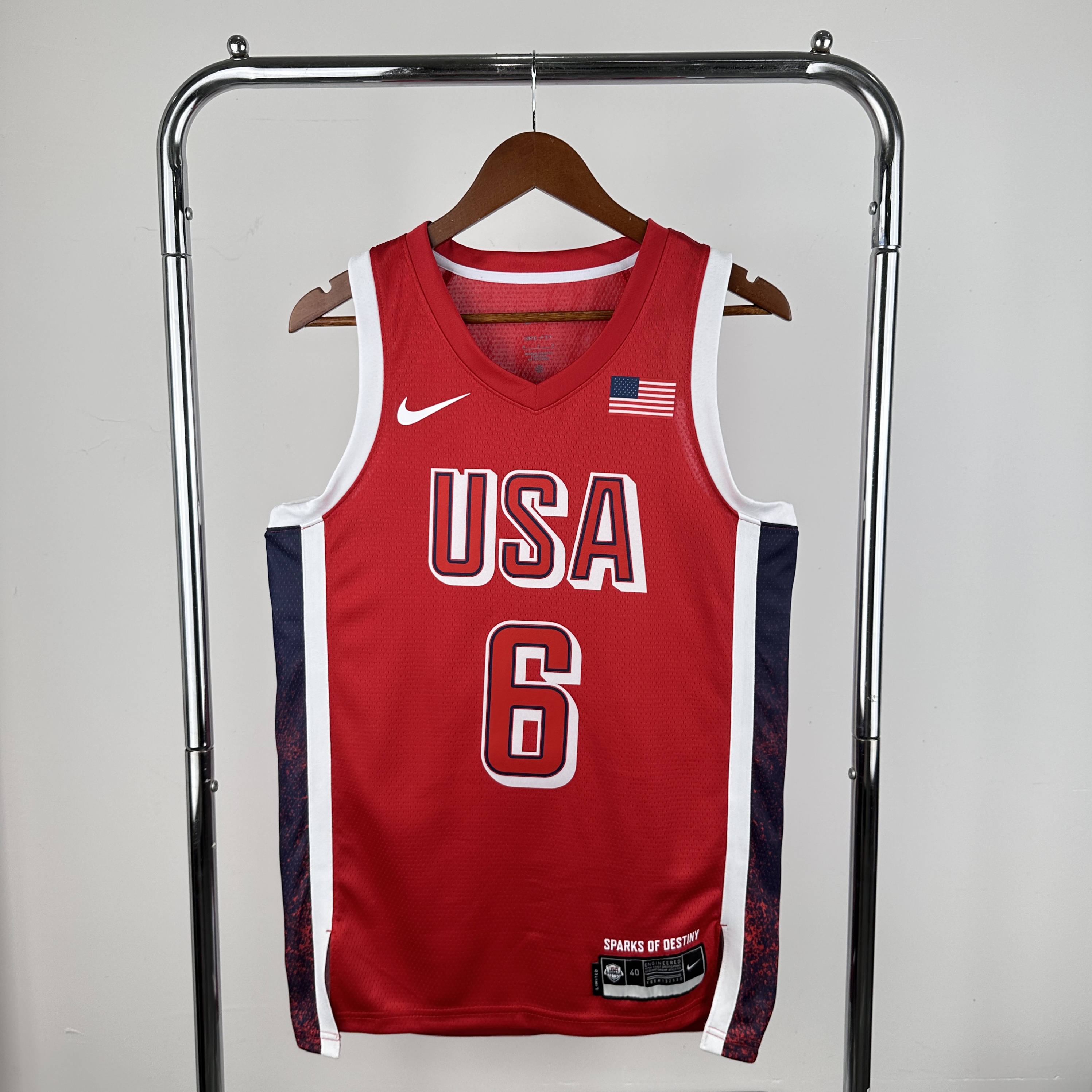 2024 Olympic USA #6 James Red Nike NBA Jersey->more jerseys->NBA Jersey